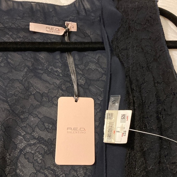 Valentino Navy/black Lace black satin bow wrap, Top - Picture 13 of 13